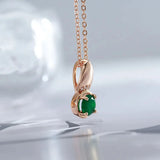 Luxury 14K Rolled Rose Gold AAA Zircon Round Emerald Crystal Necklace For Women -High Quality  Jewellery