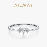 Minimalist Geometric Triangle Sterling Silver AAAA Lab Created Diamonds Ring