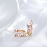 Bright Square Filled 14K Rose Gold AAA Zircon Diamonds Earrings for Women - Trendy Creative Daily Jewellery