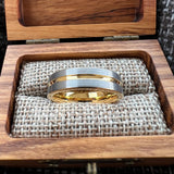 Flat Brushed Polishing Center Groove 6mm Wedding Engagement Gold Tungsten Rings