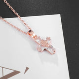 Luxury Delicate Gold Colour Shining AAA Zircon Crystals Cross Pendant Necklace - Religious Amulet Jewellery - The Jewellery Supermarket