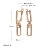 Shiny AAA Lab Created Zircon Diamonds 14K Gold Fllled Square Long Earrings