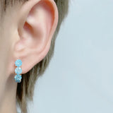 14K Gold Filled Frosted Blue AAA Zircon Crystals Drop Personality Earrings for Women