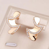 New Fashion Trendy 14K Rolled Rose Gold AAA Zircon Diamonds Geometric Drop Earrings - High Quality Daily Jewellery