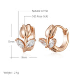 14 Karat Filled Gold Tulip Design Shiny AAAl Zircon Diamonds Huggie Earrings For Women