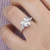 Superb 1/2/3/4CT Heart Cut VVS1 D Colour Moissanite Diamond Engagement Silver Ring