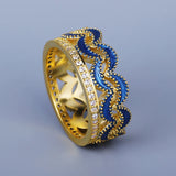 Classic Crown Handmade Enamel Three-layer AAA Zircon Exquisite 18KGP Ring