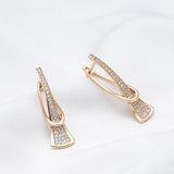 14K Rolled Gold Innovative Design AAA Zircon Diamonds Drop Fashion Earrings for Women