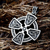 New Viking Stainless Steel Cross Necklace - Celtics Knot Cross Valknut  Pendant Viking Christian Jewellery - The Jewellery Supermarket