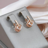 Charming Shiny 14K Filled Rose Gold AAA Zircon Diamonds Little Dangle Earrings - Vintage Daily Jewellery