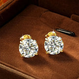 Solitaire Round D-Colour 0.1CT-3CT Moissanite Diamonds Unisex Stud Earrings
