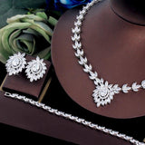 New 4pcs Elegant Marquise Cut AAA Cubic Zirconia Diamonds Bridal Wedding Dinner Jewellery Set for Women - The Jewellery Supermarket