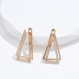 14 Karat Gold Filled Triangle Geometry Trendy AAA Zircon Diamonds Earrings For Women