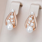 14 Karat Rolled Gold New Unique Pearls AAA Zircon Diamonds Daily Fine Earrings for Women
