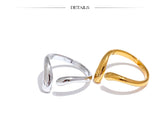 18K Gold Plated Minimalist New Style Stainless Steel Open Chic Adjustable Fashion Ring