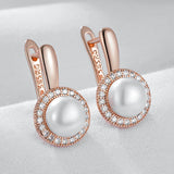 Fashion Pearl 14K Rolled Gold AAA Zircon Diamonds Boho Ethnic Drop Earrings
