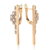 Fashion Geometric 14K Filled Rose Gold Long Drop AAA Zircon Diamonds Earrings For Women - Trendy Modern Jewellery