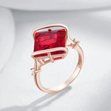 14 Karat Filled Gold Square Red AAA Zircon Crystal High Quality Daily Fine Rings for Women