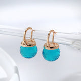 14K Gold Filled New Geometric Spherical Blue AAA Zircon Crystal Pendant Earrings