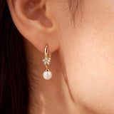 14 Karat Gold Filled Pearl AAA Zircon Diamonds Elegant Long Dangle Earrings For Women