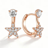 14 Karat Filled Gold Full Shiny AAA Zircon Diamonds Star Design Drop Earrings