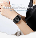 New Women's Square Watch - Fashion Silicone Strap Simulated Smart Dial 35mm Black Rose Gold Quartz Movement Watch