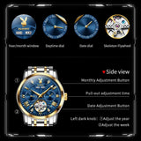 Best Selling Luxury Brand Skeleton Automatic Mechanical Fashion High Quality Multifunction WristWatches for Men