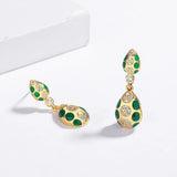 Classic 925 Silver Plated Drop Shaped Fashion Hand-crafted Enamel Earrings