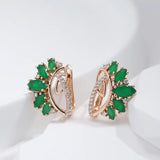 Terrific Green Rolled 14K Rose Gold AAA Zircon Crystals Earrings For Women Party Jewellery