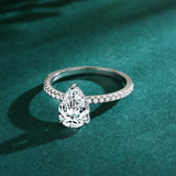 Luxury Water Drop Shape AAAA Lab Created Diamond 925 Sterling Silver Ring