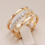 Amazing 14K Rolled Gold Geometry AAA Zircon Diamonds Glossy Ring Trendy Jewellery