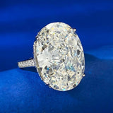 Luxury Oval Cut 14*20 MM G Colour AAAAA Lab Created Sapphire Gemstone Cocktail Ring Anniversary Fine Jewellery - The Jewellery Supermarket