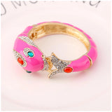 New Unique Design 6 Colours Gold Plated with Full AAA Rhinestones Dolphin Animal Enamel Statement Bracelet Bangle - The Jewellery Supermarket