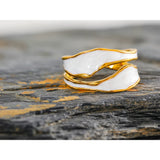 18K Gold Plated Fashion White Enamel Creative Irregular tainless Steel Open Stylish Ring