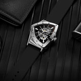 Top Brand Casual Sport Automatic Mechanical Men's Watches Triangle Silicone Strap Skeleton Hollow Racing Wristwatch