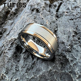 Double Grooved High Polished Shiny 8mm Mens Tungsten Engagement Rings Comfort Fit