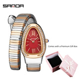 New Light Luxury Serpentine Quartz Rhinestone Embellished Bracelet Watch