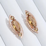 14 Karat Rolled Gold Fashion Red Brown Zircon Crystal Rhombus Long Earrings