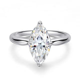 Amazing 1CT 2CT 3CT Marquise Cut VVS1 D Colour Moissanite Diamond Silver Wedding Ring
