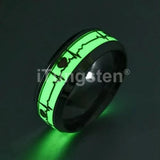 Polished Bevel Edges Electrocardiogram Luminous Glow Inlay Tungsten Carbide Rings