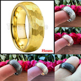 New Arrival Domed Stepped 6mm 8mm Hammered Tungsten Carbide Rings For Women Men - Fashion Gift Jewellery - The Jewellery Supermarket