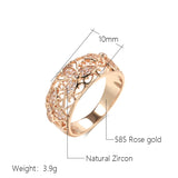 14K Rolled Gold New Luxury Hollow Flower Inlay AAA Zircon Diamonds Vintage Rings