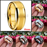 Popular Ring Beveled Polished Brushed 6/8mm Men Women Tungsten Wedding Rings