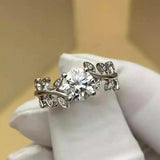 Fabulous Real 1ct Moissanite Diamond Leaf Rings S925 Silver 18k White Gold Colour Wedding Fine Jewellery With GRA