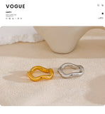 18K Gold Plated High Quality Stainless Steel Twisted Round Simple Daily Ring