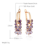 14 Karat Gold Filled Shiny Purple AAA Zircon Crsytals Trendy Drop Earrings For Women