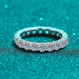 Admirable VVS1 D Colour Moissanite Diamonds Silver 18KGP Engagement Eternity Ring