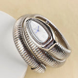 Awesome High-quality Luxury Snake Watch with Stainless Steel Bracelet Fashion Gold Ladies Waterproof Watches
