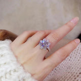 18K White Gold Plated 925 Sterling Silver 2 Carat Sunflower Moissanite Diamonds Engagement Weddings Rings For Women
