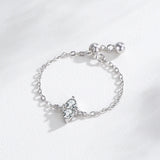 Water Drop Shape AAAA Lab Created Diamond Silver Link Chain Adjustable Rings